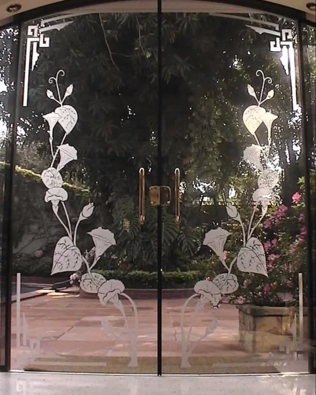 Puerta doble de vidrio con diseño esmerilado